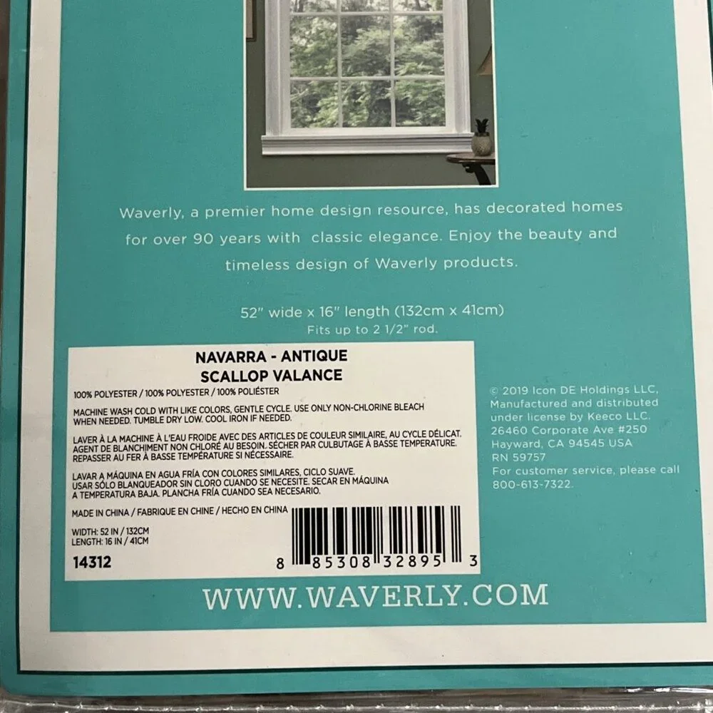 Traditions by Waverly Navarra Antique Scallop Valance Rod Pocket 52